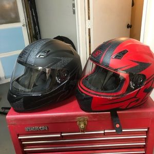 Speed and Strength full face motorcycle helmets.